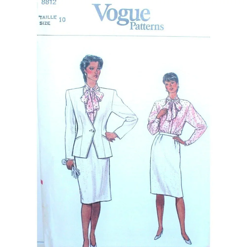 Vogue 8812 Sewing Pattern Jacket‎ Skirt Blouse Size 10 Vintage